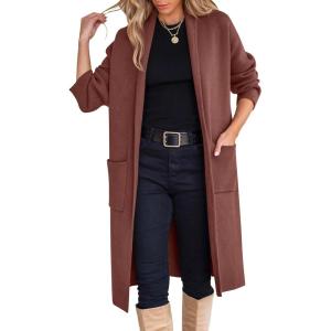 imageANRABESS Womens Cardigan Long Sweater Oversized Open Front Knit Duster Coat 2024 Trendy Lady Fall Coatigan OuterwearCoffee