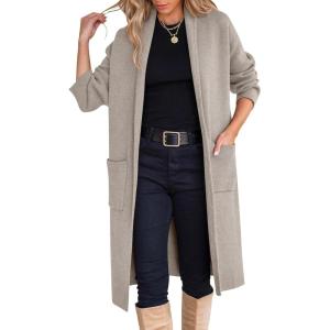 imageANRABESS Womens Cardigan Long Sweater Oversized Open Front Knit Duster Coat 2024 Trendy Lady Fall Coatigan OuterwearDeep Apricot