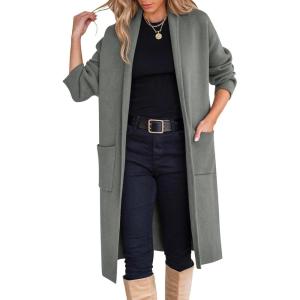 imageANRABESS Womens Cardigan Long Sweater Oversized Open Front Knit Duster Coat 2024 Trendy Lady Fall Coatigan OuterwearDeep Grey