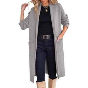 imageANRABESS Womens Cardigan Long Sweater Oversized Open Front Knit Duster Coat 2024 Trendy Lady Fall Coatigan OuterwearGray