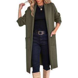 imageANRABESS Womens Cardigan Long Sweater Oversized Open Front Knit Duster Coat 2024 Trendy Lady Fall Coatigan OuterwearGreen