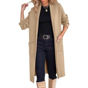 imageANRABESS Womens Cardigan Long Sweater Oversized Open Front Knit Duster Coat 2024 Trendy Lady Fall Coatigan OuterwearLight Camel