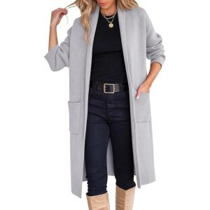 imageANRABESS Womens Cardigan Long Sweater Oversized Open Front Knit Duster Coat 2024 Trendy Lady Fall Coatigan OuterwearLight Grey
