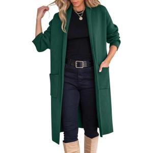imageANRABESS Womens Cardigan Long Sweater Oversized Open Front Knit Duster Coat 2024 Trendy Lady Fall Coatigan OuterwearOpal Green