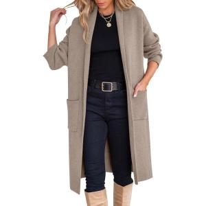 imageANRABESS Womens Cardigan Long Sweater Oversized Open Front Knit Duster Coat 2024 Trendy Lady Fall Coatigan OuterwearRed Khaki