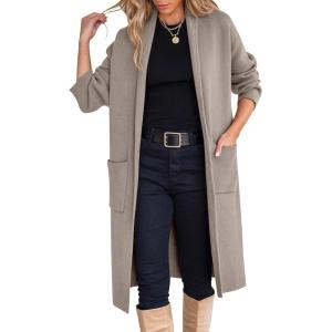 imageANRABESS Womens Cardigan Long Sweater Oversized Open Front Knit Duster Coat 2024 Trendy Lady Fall Coatigan OuterwearTaupe