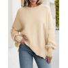 imageANRABESS Women Crewneck Batwing Long Sleeve 2024 Fall Oversized Side Slit Ribbed Knit Pullover Sweaters Top Cozy OutfitsApricot