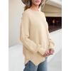 imageANRABESS Women Crewneck Batwing Long Sleeve 2024 Fall Oversized Side Slit Ribbed Knit Pullover Sweaters Top Cozy OutfitsApricot