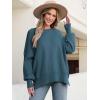 imageANRABESS Women Crewneck Batwing Long Sleeve 2024 Fall Oversized Side Slit Ribbed Knit Pullover Sweaters Top Cozy OutfitsBlue