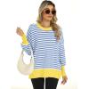 imageANRABESS Women Crewneck Batwing Long Sleeve 2024 Fall Oversized Side Slit Ribbed Knit Pullover Sweaters Top Cozy OutfitsBlue White