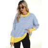 imageANRABESS Women Crewneck Batwing Long Sleeve 2024 Fall Oversized Side Slit Ribbed Knit Pullover Sweaters Top Cozy OutfitsBlue White