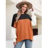 imageANRABESS Women Crewneck Batwing Long Sleeve 2024 Fall Oversized Side Slit Ribbed Knit Pullover Sweaters Top Cozy OutfitsColorblock Orange