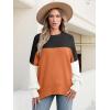 imageANRABESS Women Crewneck Batwing Long Sleeve 2024 Fall Oversized Side Slit Ribbed Knit Pullover Sweaters Top Cozy OutfitsColorblock Orange