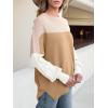 imageANRABESS Women Crewneck Batwing Long Sleeve 2024 Fall Oversized Side Slit Ribbed Knit Pullover Sweaters Top Cozy OutfitsColorblock Pink
