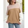 imageANRABESS Women Crewneck Batwing Long Sleeve 2024 Fall Oversized Side Slit Ribbed Knit Pullover Sweaters Top Cozy OutfitsColorblock Pink