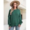 imageANRABESS Women Crewneck Batwing Long Sleeve 2024 Fall Oversized Side Slit Ribbed Knit Pullover Sweaters Top Cozy OutfitsDark Green