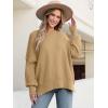 imageANRABESS Women Crewneck Batwing Long Sleeve 2024 Fall Oversized Side Slit Ribbed Knit Pullover Sweaters Top Cozy OutfitsDeep Apricot
