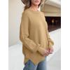 imageANRABESS Women Crewneck Batwing Long Sleeve 2024 Fall Oversized Side Slit Ribbed Knit Pullover Sweaters Top Cozy OutfitsDeep Apricot