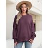 imageANRABESS Women Crewneck Batwing Long Sleeve 2024 Fall Oversized Side Slit Ribbed Knit Pullover Sweaters Top Cozy OutfitsFuchsia