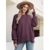 imageANRABESS Women Crewneck Batwing Long Sleeve 2024 Fall Oversized Side Slit Ribbed Knit Pullover Sweaters Top Cozy OutfitsFuchsia