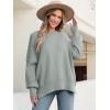 imageANRABESS Women Crewneck Batwing Long Sleeve 2024 Fall Oversized Side Slit Ribbed Knit Pullover Sweaters Top Cozy OutfitsGray