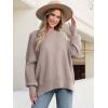 imageANRABESS Women Crewneck Batwing Long Sleeve 2024 Fall Oversized Side Slit Ribbed Knit Pullover Sweaters Top Cozy OutfitsPink Apricot