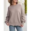 imageANRABESS Women Crewneck Batwing Long Sleeve 2024 Fall Oversized Side Slit Ribbed Knit Pullover Sweaters Top Cozy OutfitsPink Apricot