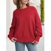 imageANRABESS Women Crewneck Batwing Long Sleeve 2024 Fall Oversized Side Slit Ribbed Knit Pullover Sweaters Top Cozy OutfitsRed