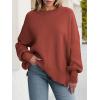 imageANRABESS Women Crewneck Batwing Long Sleeve 2024 Fall Oversized Side Slit Ribbed Knit Pullover Sweaters Top Cozy OutfitsRust