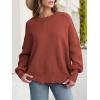 imageANRABESS Women Crewneck Batwing Long Sleeve 2024 Fall Oversized Side Slit Ribbed Knit Pullover Sweaters Top Cozy OutfitsRust