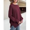 imageANRABESS Women Crewneck Batwing Long Sleeve 2024 Fall Oversized Side Slit Ribbed Knit Pullover Sweaters Top Cozy OutfitsWine Red