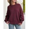 imageANRABESS Women Crewneck Batwing Long Sleeve 2024 Fall Oversized Side Slit Ribbed Knit Pullover Sweaters Top Cozy OutfitsWine Red