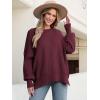 imageANRABESS Women Crewneck Batwing Long Sleeve 2024 Fall Oversized Side Slit Ribbed Knit Pullover Sweaters Top Cozy OutfitsWine Red