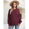 imageANRABESS Women Crewneck Batwing Long Sleeve 2024 Fall Oversized Side Slit Ribbed Knit Pullover Sweaters Top Cozy OutfitsWine Red