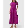 imageANRABESS Women Summer Maxi Dress Short Sleeve Swing Casual Asymmetric Tiered Vacation Long Beach Sundress OutfitsFuchsia