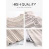 imageANRABESS Women Two Piece Outfits Crochet Sheer Knit Sweater Top Wide Leg Pants Lounge Matching Sets Sweatsuit Travel ClothesAprioct