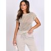 imageANRABESS Women Two Piece Outfits Crochet Sheer Knit Sweater Top Wide Leg Pants Lounge Matching Sets Sweatsuit Travel ClothesAprioct