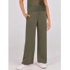 imageANRABESS Women Two Piece Outfits Crochet Sheer Knit Sweater Top Wide Leg Pants Lounge Matching Sets Sweatsuit Travel ClothesArmy Green