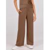 imageANRABESS Women Two Piece Outfits Crochet Sheer Knit Sweater Top Wide Leg Pants Lounge Matching Sets Sweatsuit Travel ClothesBrown