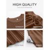imageANRABESS Women Two Piece Outfits Crochet Sheer Knit Sweater Top Wide Leg Pants Lounge Matching Sets Sweatsuit Travel ClothesBrown