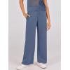 imageANRABESS Women Two Piece Outfits Crochet Sheer Knit Sweater Top Wide Leg Pants Lounge Matching Sets Sweatsuit Travel ClothesDeep Blue