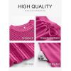 imageANRABESS Women Two Piece Outfits Crochet Sheer Knit Sweater Top Wide Leg Pants Lounge Matching Sets Sweatsuit Travel ClothesHot Pink