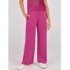 imageANRABESS Women Two Piece Outfits Crochet Sheer Knit Sweater Top Wide Leg Pants Lounge Matching Sets Sweatsuit Travel ClothesHot Pink