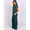 imageANRABESS Women Two Piece Outfits Crochet Sheer Knit Sweater Top Wide Leg Pants Lounge Matching Sets Sweatsuit Travel ClothesLake
