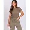 imageANRABESS Women Two Piece Outfits Crochet Sheer Knit Sweater Top Wide Leg Pants Lounge Matching Sets Sweatsuit Travel ClothesLight Brown