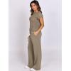 imageANRABESS Women Two Piece Outfits Crochet Sheer Knit Sweater Top Wide Leg Pants Lounge Matching Sets Sweatsuit Travel ClothesLight Brown