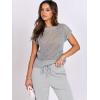 imageANRABESS Women Two Piece Outfits Crochet Sheer Knit Sweater Top Wide Leg Pants Lounge Matching Sets Sweatsuit Travel ClothesLight Grey