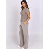 imageANRABESS Women Two Piece Outfits Crochet Sheer Knit Sweater Top Wide Leg Pants Lounge Matching Sets Sweatsuit Travel ClothesLight Khaki