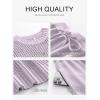 imageANRABESS Women Two Piece Outfits Crochet Sheer Knit Sweater Top Wide Leg Pants Lounge Matching Sets Sweatsuit Travel ClothesLight Purple