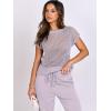 imageANRABESS Women Two Piece Outfits Crochet Sheer Knit Sweater Top Wide Leg Pants Lounge Matching Sets Sweatsuit Travel ClothesLight Purple